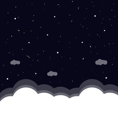 Space sky night background with clouds and stars vector illustration