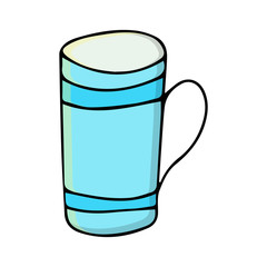 colored cup. coffee mug. vector cartoon illustrations
