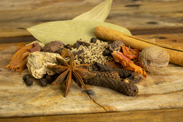 Garam Masala Ingredient isolated on wooden background