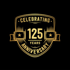 125 years anniversary celebration shield design template. Vector and illustration.