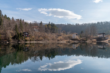 Fototapeta premium Cei lake in Trentino winter season, peaceful