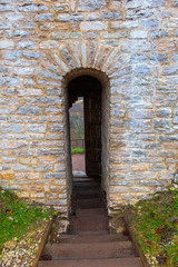 Fototapeta na wymiar door in a medieval stone castle