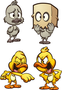 Ugly duckling and bully ducks. Vector cartoon clip art illustration with simple gradients. Some elements on separate layers.