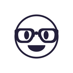 Nerd emoji face flat style icon vector design