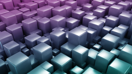 3D abstract background. Dark metallic boxes cubes 3d illustration technology background