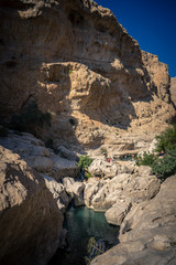 Rock formation in the canyon Wadi Bani Khalid, Oman