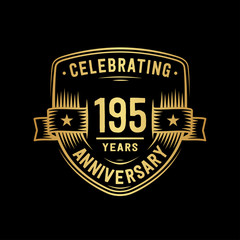 195 years anniversary celebration shield design template. Vector and illustration.