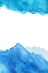 Abstract light blue watercolor background business card with space for text or image, isolated.