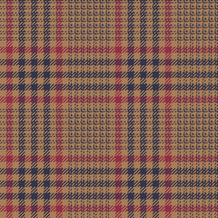 Glen pattern. Traditional dark seamless hounds tooth tartan check plaid background in grey, brown, and red for coat, skirt, trousers, jacket, blanket, or other autumn and winter fashion tweed print.