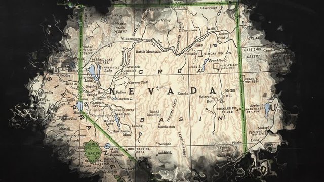 Old Nevada State Map USA