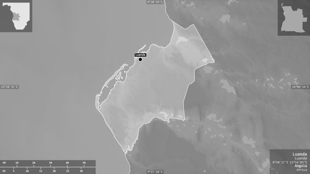 Luanda, Angola - composition. Grayscale