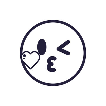 Kissing emoji face flat style icon vector design