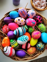 Fototapeta na wymiar Easter eggs colorful celebration festival isolate on pink background copy space 