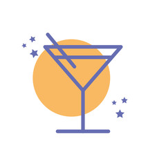 Isolated cocktail glass drink block line style icon vector design