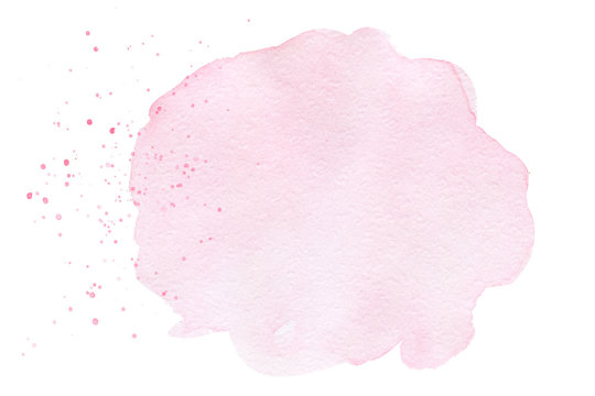 Pink splash watercolor hand drawn paper texture background business card with space for text or image