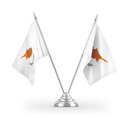 Cyprus table flags isolated on white 3D rendering