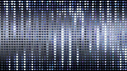 Glitter Heart Spangle line curtain 3D illustration background.
