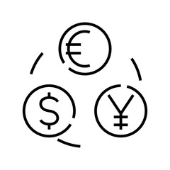 Currency conversion line icon, concept sign, outline vector illustration, linear symbol.