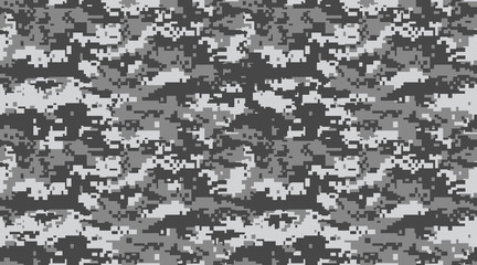 Abstract military or hunting camouflage background. black and white gray. Vector illustration. repeated seamless - obrazy, fototapety, plakaty