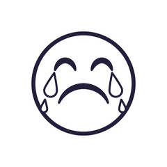 Obraz premium Crying emoji face flat style icon vector design