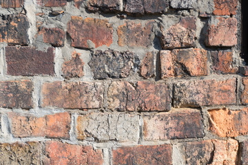 Old vintage and dirty orange brick wall background