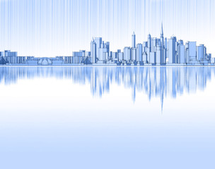 city metropolis architectural landscape 3d illustration