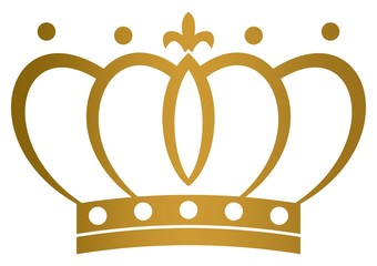 Krone mit Lilie in Gold auf einem weißen isolierten Hintergrund. © languste15