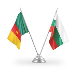 Bulgaria and Cameroon table flags isolated on white 3D rendering