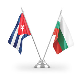 Bulgaria and Cuba table flags isolated on white 3D rendering