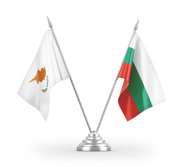 Bulgaria and Cyprus table flags isolated on white 3D rendering