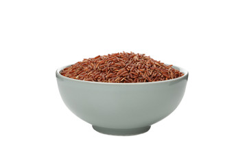 Bowl with rice isolated on white background