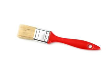 Red paint brush isolated on white background