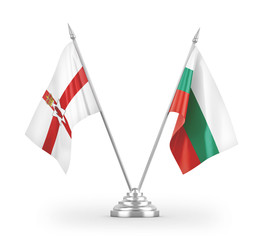 Bulgaria and Northern Ireland table flags isolated on white 3D rendering