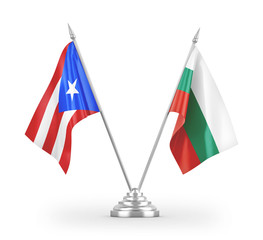 Bulgaria and Puerto Rico table flags isolated on white 3D rendering