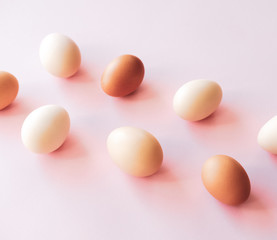 White and brown eggs.