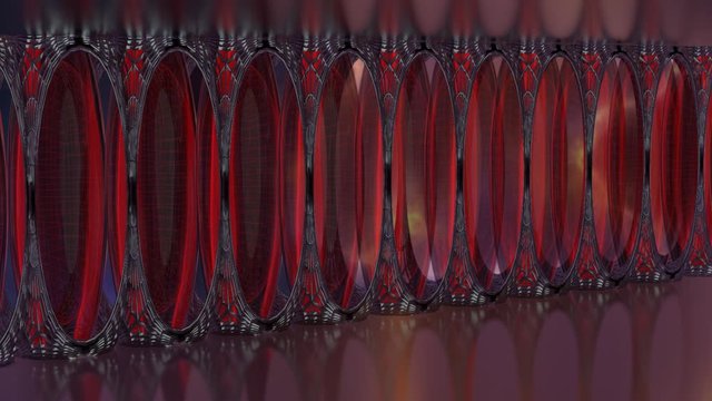 Alien life support chamber, extraterrestrial reproduction in space escape from a dying planet. 3d looping infinite alien space pods. Genetically engineered future in space.