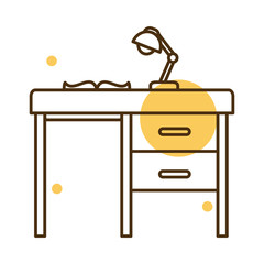 Isolated desk furniture block and line style icon vector design