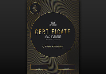 Modern Dark with Golden Accent Certificate Layout