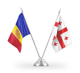 Georgia and Andorra table flags isolated on white 3D rendering