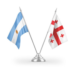 Georgia and Argentina table flags isolated on white 3D rendering
