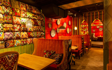 Interior of the restaurant in oriental style