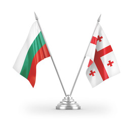 Georgia and Bulgaria table flags isolated on white 3D rendering