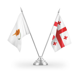 Georgia and Cyprus table flags isolated on white 3D rendering