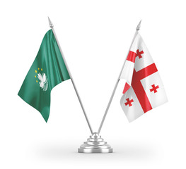 Georgia and Macau table flags isolated on white 3D rendering