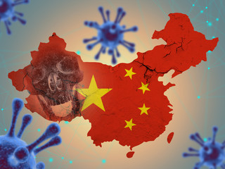 China map with contagious virus