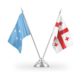 Georgia and Micronesia table flags isolated on white 3D rendering