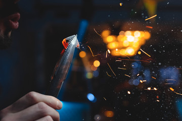 glass of champagne on black background