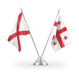 Georgia and Northern Ireland table flags isolated on white 3D rendering