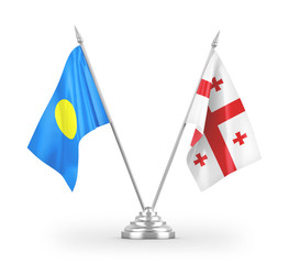 Georgia and Palau table flags isolated on white 3D rendering