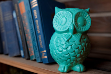 owl sitting on books